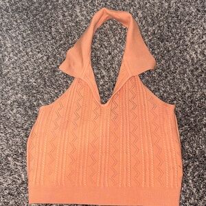 Orange Knit Halter Top